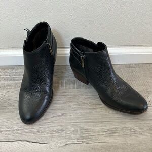 Sam Edelman Petal Leather Ankle Boots Size 7 Medium Women’s Black